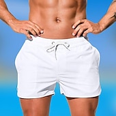 baratos shorts de natação masculinos-Homens Bermuda de Surf Shorts de Natação Calção Justo de Natação Com Cordão Cintura elástica Tecido Conforto Secagem Rápida Curto Feriado Praia Final de semana Moda Casual Preto Branco Micro-Elástica
