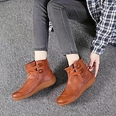 cheap Ankle Boots-Women&#039;s Brown Casual Ankle Boots with Double Buckle Straps - Comfortable Everyday Footwear for Fall and Winter