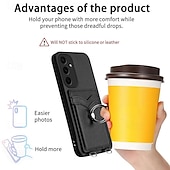 levne Pouzdra pro Samsung-telefon Carcasă Pro Samsung Galaxy S24 Ultra Plus S23 Ultra Plus S22 Plus Ultra A55 A35 A25 A15 5G A54 A34 A14 A53 A33 A23 A13 S25 Ultra Zadní kryt Držák na prsteny Slot pro kartu Nárazuvzdorné Retro