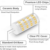 cheap LED Bi-pin Lights-G4 Bi-pin LED Bulbs 5W 12V-24V 40W G4 Halogen Bulb Equivalent Warm White 3000K Non-Dimmable JC Type Bi-Pin Base G4 Light Bulb 10pcs