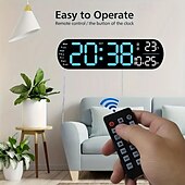 economico Luci decorative-Luce notturna a LED da 1 pz 8 colori, orologio multifunzione con display a LED corto con temperatura settimanale e calendario, telecomando Orologio da parete digitale intelligente 12/24 ore con luce d&#039;atmosfera 1 regolazione del colore