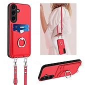 levne Pouzdra pro Samsung-telefon Carcasă Pro Samsung Galaxy S24 Ultra Plus S23 Ultra Plus S22 Plus Ultra A55 A35 A25 A15 5G A54 A34 A14 A53 A33 A23 A13 S25 Ultra Zadní kryt Držák na prsteny s Lanyardem Slot pro kartu Retro