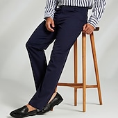 cheap Men&#039;s Elite Pants-Men&#039;s Dress Pants Zipper Pocket Solid Color Breathable Full Length Formal Office Work Chic &amp; Modern Formal Navy Blue Khaki Micro-elastic