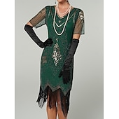 olcso Ruhák-Ordító 20-as évek 1920-as évek Koktélruha Flapper ruha Ruhák Báli ruha A nagy Gatsby Charleston Flitter Rojt Női Mindszentek napja Farsang Álarcos mulatság Farsang Esküvő Esküvői vendég Felnőttek