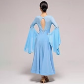 abordables Tenues de danse de salon-Danse de Salon Robe Strass Couleur Pure Fantaisie Femme Utilisation Soirée manche longue Mousseline de soie Coton cristal