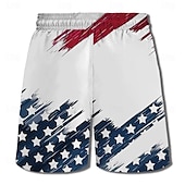 abordables Impression de Drapeau-Homme Drapeau Drapeau Américain Drapeau national Shorts de bain Shorts de Surf Caleçons de Bain Taille Moyenne Mode Streetwear Designer Occasionnel Quotidien Fête Avec Poches Cordon de serrage Taille
