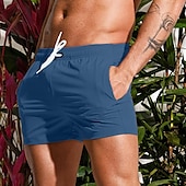 baratos shorts de natação masculinos-Homens Bermuda de Surf Shorts de Natação Calção Justo de Natação Com Cordão Cintura elástica Tecido Conforto Secagem Rápida Curto Feriado Praia Final de semana Moda Casual Preto Branco Micro-Elástica