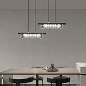cheap Pendant Lights-LED Pendant Light 3-Color Light 35/50/65cm 1/2/3-Light Rectangle Brass Black Chandelier Modern Rectangular Pendant Lighting Fixture for Dining Room Kitchen Island Bedroom 220-240V
