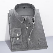 voordelige oxford-overhemden voor heren-Voor heren Overhemd Button-down overhemd Oxford overhemd Effen Bruiloft Buiten Licht Blauw Zwart Wit Roze Lange mouw Strijkijzer Zomer Lente Kleding