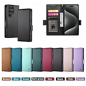voordelige Samsung-hoesje-Telefoonhoesje voor Samsung Galaxy A55 A35 A25 A15 5G A54 A34 A14 A73 A53 A33 A23 A13 A72 A52 A32 A22 A12 S25 Ultra Achtercover met Standaard Houder Magnetische Kaartsleuf Retro TPU PU Leer
