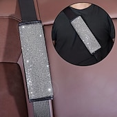 economico Copristerzo per auto-Set da 7 pezzi/set di accessori per auto scintillanti da donna - include sottobicchieri coprivolante, cuscinetti per cinture di sicurezza, adesivo con emblema e copertura del cambio - aggiungi