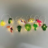 お買い得  電池式-LED ストリングライト 1.65m 10LED 2024 新夏テーマ パーティーデコレーション LED ハワイアンストリングライト フラミンゴ パイナップル タートルバック リーフライト ストリング ホーム ホリデー パーティー 屋内 ガーデンデコレーション