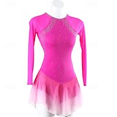 voordelige Schaatsjurken-Kunstschaatsjurk Dames Voor meisjes Schaatsen Jurken Rode roos Lapwerk Open achterkant Netstof Spandex Hoge Elasticiteit Opleiding Oefenen Professioneel Kunstschaatskleding Klassiek Kristal
