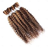 baratos 3 conjuntos de extensões de cabelo natural-3 pacotes de mechas p4/27 ondas profundas em massa de cabelo humano para trançar pacotes