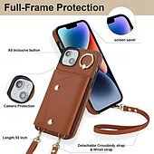 economico Cover per iPhone-telefono Custodia Per iPhone 16 15 14 Pro Max Plus iPhone 13 12 11 Pro Max Mini Custodia Portafoglio Cerniera con Cordino Con Cinturino da Polso Retrò TPU Pelle PU