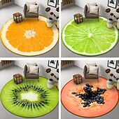cheap Living Room &amp; Bedroom Rugs-Fruit Rug Floor Mat Non-Slip Round Area Rugs Kitchen Floor Mat Soft Carpet for Bedroom Livingroom Bedside