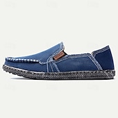 abordables Zapatillas sin cordones y mocasines de hombre-Mocasines informales de lona para hombre: zapatos para caminar ligeros y transpirables