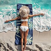 abordables ensembles de serviettes de plage-serviette de plage série palmiers couvertures confortables 100 % microfibre serviette de plage surdimensionnée, 35 &quot;x 70&quot;, grande serviette de bain pour adolescents adultes, séchage rapide,