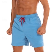 baratos shorts de natação masculinos-Homens Bermuda de Surf Shorts de Natação Calção Justo de Natação Com Cordão Cintura elástica Tecido Conforto Secagem Rápida Curto Feriado Praia Final de semana Moda Casual Azul Céu Preto