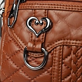 Недорогие Сумки через плечо-Модная коричневая стеганая сумка через плечо для женщин – стильная сумка через плечо из искусственной кожи с застежкой-молнией в форме сердца и множеством карманов.