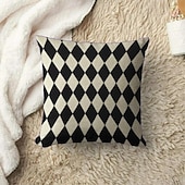 billiga geometrisk stil-svart vit dubbelsidigt kuddfodral 1 st mjukt kuddfodral kuddfodral örngott för soffa sovrum vardagsrum överlägsen kvalitet maskintvättbar utomhusdyna för soffa soffa stol