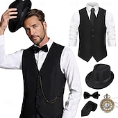 levne oblečení-Retro Řvoucí 20s 20. léta 20. století Úbory Vesta Sada příslušenství Gentleman Gangster Maškarní kostým Pánské předvečer Všech svatých Karneval Nový rok Karneval Večírek Plesová maškaráda Dospělé
