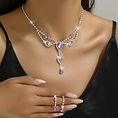 cheap Jewelry Sets-Bridal Jewelry Sets Two-piece Suit Imitation Diamond 1 Necklace Earrings Women&#039;s Elegant Stylish Sweet Lovely Tassel Fringe Drop Precious Jewelry Set For Wedding Gift