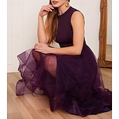 baratos Vestidos de Cocktail-Vestidos de Formatura em A Linha Vestido Elegante Formatura Assimétrico Sem Mangas Decote de Joia Convidada de Casamento de Outono com Pregas Vestidos
