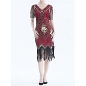 olcso Ruhák-Ordító 20-as évek 1920-as évek Koktélruha Flapper ruha Ruhák Báli ruha A nagy Gatsby Charleston Flitter Rojt Női Mindszentek napja Farsang Álarcos mulatság Farsang Esküvő Esküvői vendég Felnőttek