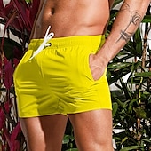 baratos shorts de natação masculinos-Homens Bermuda de Surf Shorts de Natação Calção Justo de Natação Com Cordão Cintura elástica Tecido Conforto Secagem Rápida Curto Feriado Praia Final de semana Moda Casual Preto Branco Micro-Elástica