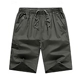 baratos Ar livre-Homens Shorts táticos Bermuda Cargo Calção Com Cordão Cintura elástica Bolso multi Tecido Vestível Comprimento do joelho Ao ar livre Diário Acampar e Caminhar Moda Clássico Verde Tropa Azul Marinha
