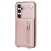 cheap Samsung Cases-Phone Case For Samsung Galaxy S24 S23 S22 S21 S20 Ultra Plus FE S25 Ultra Back Cover Wallet Case Zipper with Lanyard Kickstand Retro TPU PU Leather
