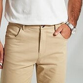 cheap Men&#039;s Elite Pants-Men&#039;s Dress Pants Zipper Pocket Solid Color Breathable Full Length Formal Office Work Chic &amp; Modern Formal Navy Blue Khaki Micro-elastic