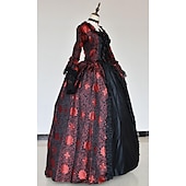 billige Kjoler-Rokoko Victoriansk Renessanse Gulvlengde Kjoler Party-kostyme Maskerade Store størrelser Normal Puffermer Kjegle Erme Prinsesse Blonder Slitasje Årgang Ballkjole Firkantet hals Kostyme Dame Royal Jul