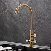 billige Baderomskraner-Vaskekran for baderom - Klassisk Antikk Messing Montere Utsiden Enkelt Håndtak Et HullBath Taps