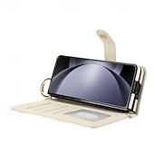 cheap Samsung Cases-Phone Case For Samsung Galaxy Z Fold 6 Z Fold 5 Z Fold 4 Z Fold 3 Back Cover with Stand Holder Magnetic with Lanyard Retro TPU PU Leather