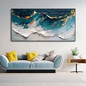 preiswerte Ölgemälde-3D abstrakte Ozean Landschaft Leinwand Ölgemälde Strand dynamische Welle handgemalt Wand Kunst Tinte dicke Textur Messer Malerei Büro Dekor Geschenk ungerahmt