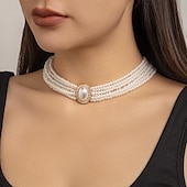 levne Náhrdelníky-Obojkové náhrdelníky Perly Dámské Elegantní umělecké Boncuklar Svatba Kruh Náhrdelníky Pro Svatební Párty Narozeniny