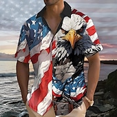 economico Modello di bandiera-Giorno dell&#039;indipendenza americana Per uomo Americano / Stati Uniti d&#039;America Bandiera americana Bandiera Camicia con bottoni Manica corta Stile resort Casual Informale Per eventi Estate Collo