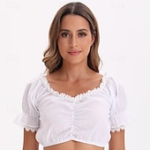 levne Halenky-Oktoberfest Maškarní Halenka Dirndl Bavorský Služka němčina Mnichov předvečer Všech svatých Louky Dámské předvečer Všech svatých Tradiční Styl Tkanina Vrchní deska
