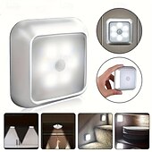 ieftine lumini de noapte cu senzor-Set de lumini de noapte cu senzor de mișcare cu led 3 buc, lumină cu senzor dulap dulap cu 6 LED-uri, iluminare automată cu infraroșu activată cu baterie alimentată pentru un loc nou dulap, dulap, scară, dormitor, coridor, toaletă, dulap