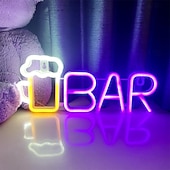 Недорогие Неоновые LED огни-Светодиодная неоновая лента для бара Октоберфест, теплая белая бело-фиолетовая вывеска осветит ваше лето с помощью этой предварительно освещенной светодиодной вывески для бара, идеально подходящей для наружного и настенного декора.