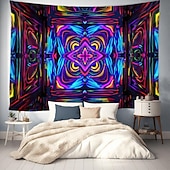 levne Tapiserie Blacklight-blacklight gobelín uv reaktivní záře ve tmě záře party neon psychedelický trippy misty závěsný gobelín sova nástěnná malba pro obývací pokoj ložnice