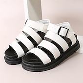 cheap Casual Sandals-Women&#039;s Black Gladiator Sandals – Chunky Platform Summer Shoes with Adjustable Straps, Stylish &amp; Comfortable for Casual Outings &amp; Beach Wear