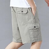 cheap Classic-Men&#039;s Cargo Shorts Shorts Hiking Shorts Elastic Waist Multi Pocket Plain Wearable Short Outdoor Daily Camping &amp; Hiking Fashion Classic Black Army Green