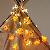 cheap Battery String Lights-1pc Waterproof Football String Light with Remote Control, Euro Cup Football/Baseball/Rugby/Basketball/ String Light 3M-20Leds Indoor and Outdoor Atmosphere Decoration Light String Beer Festival