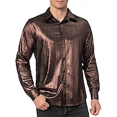 preiswerte Oberteile-Metallisch 1980er Glänzendes Latex-Patent Hemd Disco Kostüm Herren Karnevalskostüm Halloween Karneval Alltagskleidung Pride Parade Pride-Monat Erwachsene Hemd