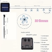 abordables Guirlandes solaires-Guirlande lumineuse solaire élégante pour réception de mariage, guirlande lumineuse à fleurs de 33 pieds, 100 LED, 8 modes, lumières violettes pour fête de mariage, décorations d&#039;intérieur,
