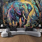 billiga djurgobelänger-målning färgrik elefant boho hängande gobeläng väggkonst stor gobeläng väggmålning dekor fotografi bakgrund filt gardin hem sovrum vardagsrum dekoration