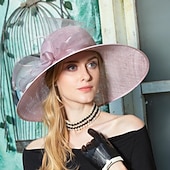 billiga Festhattar-hattar Lin Plommonstop / Cloche hatt Fiskarhatt Solhatt Bröllop Tebjudning Elegant Bröllop Med Rosett Tyll Hårbonad Huvudbonader